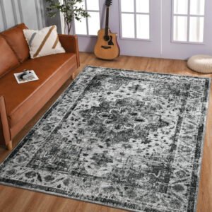 BEINGGO Vintage Floral Print Nonslip Thin Foldable Washable Rug