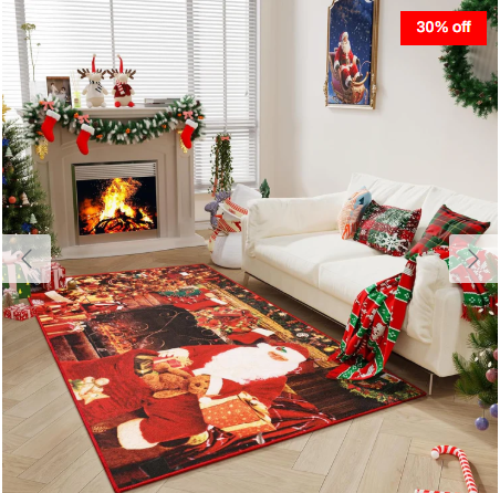 BEINGGO Red Christmas Soft Low-Profile Washable Area Rug